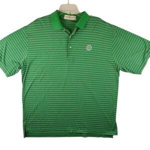 Fairway Greene Mens Green Striped Golf Polo Shirt L G